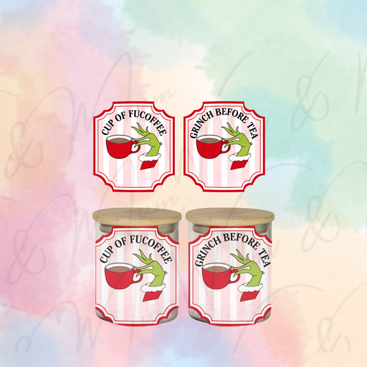 Canister decals - 18 Grinch Christmas