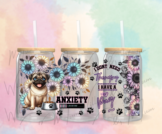 UV DTF 16OZ WRAP - ANIMALS 74 - Pug anxiety