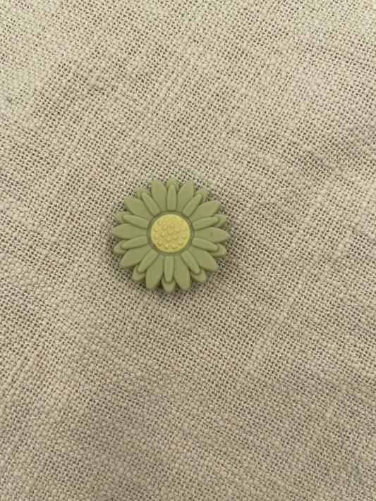 Silicone Focal Bead - green flower 140