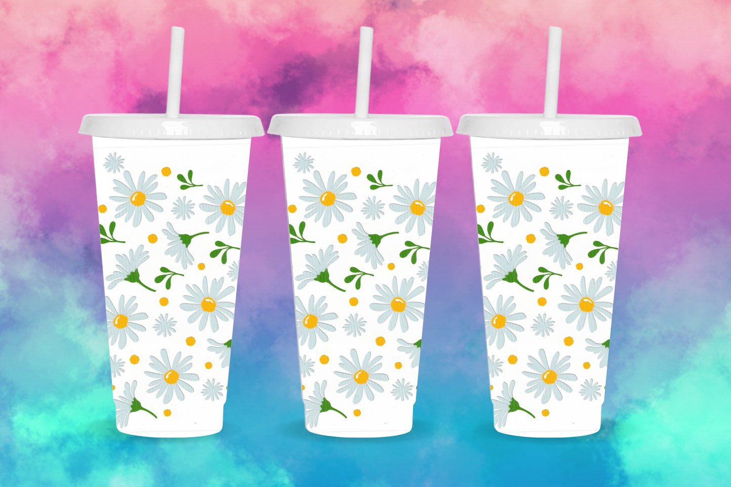 UV DTF 24OZ WRAP - 5 - White Flowers