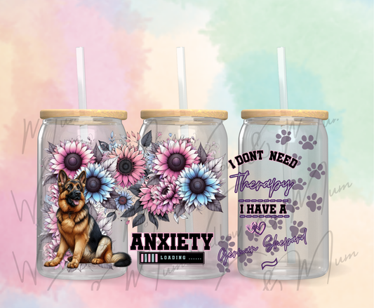 UV DTF 16OZ WRAP - ANIMALS 72 - German Shepard Anxiety