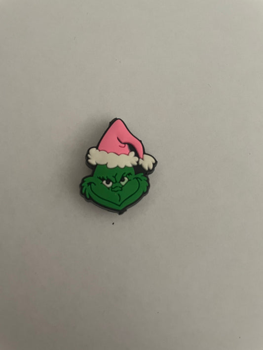 Silicone Focal Bead -41 -  GRINCH PINK HAT